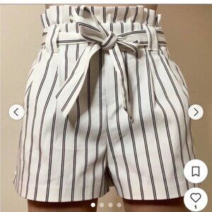 ZARA Black & White Striped Tie Front Shorts